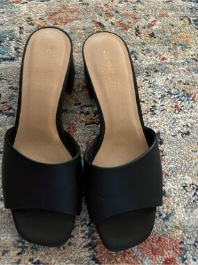 Chinese Laundry Black Block Heel Slide Mules